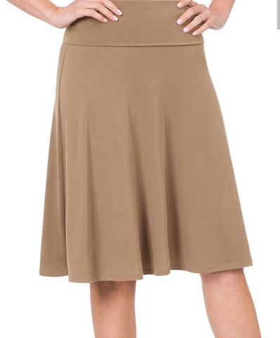 Plus Size Mocha Fold Over Comfy Skirt