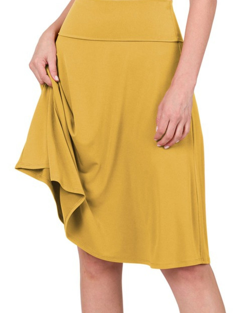 Mustard Fold Over Comfy Skirt
