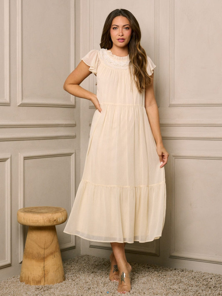 Size Medium Cream Floral Embroidered Dress