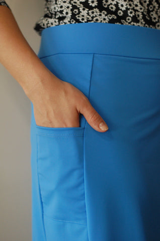 Blue Swim Skirt with Side Pockets