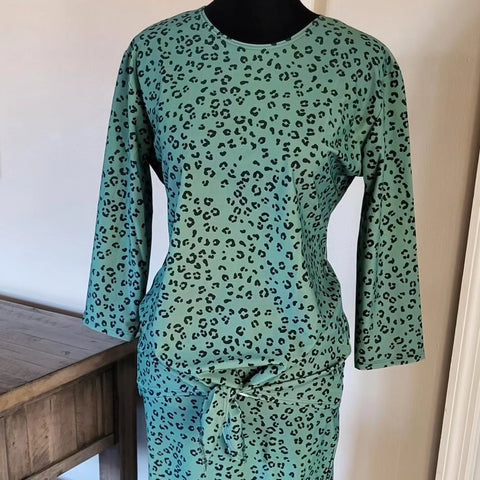Green Leopard Print Tie Swim Top