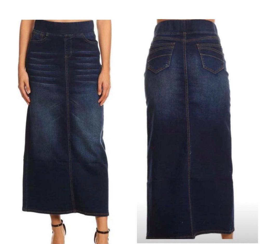 Size Small Elastic Waist Dark Wash Denim Skirt Style 87241