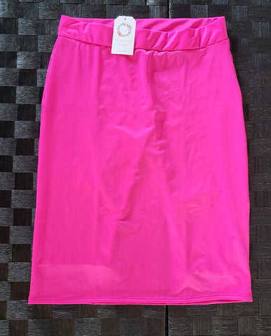 Plus Size Hot Pink Pencil Style Swim Skirt with Hidden Leggings
