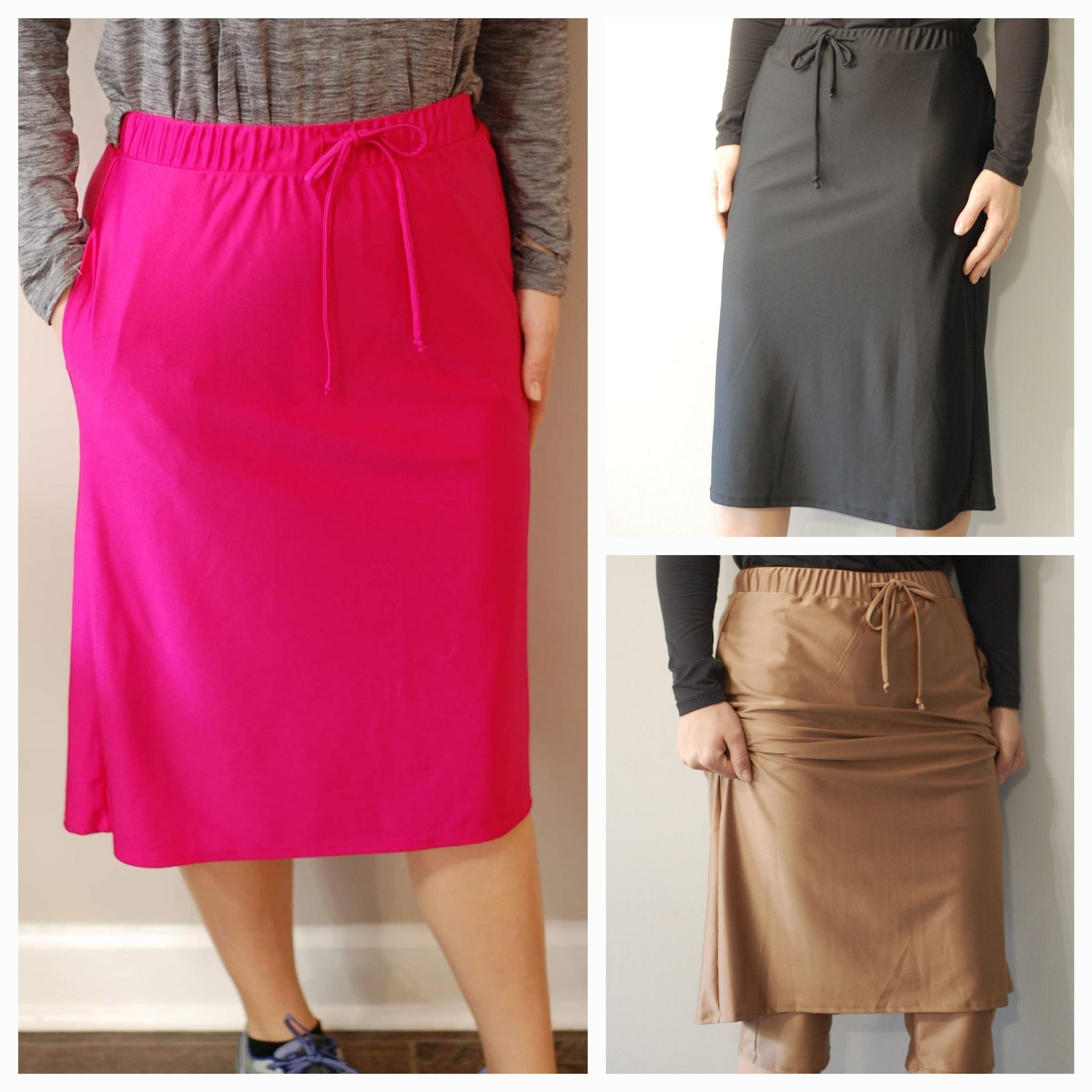 Customizable Everyday Drawstring Athletic Skirt with Built-in Shorts and Pockets