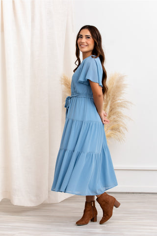 Amber Midi Dress in Blue