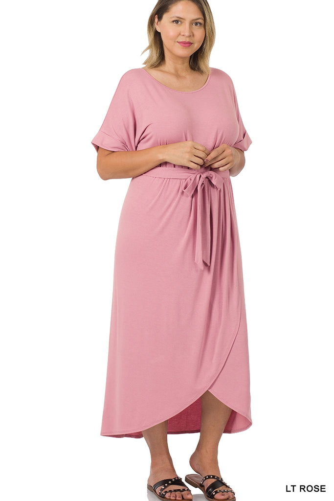 Plus Size Light Rose Comfy Wrap Dress
