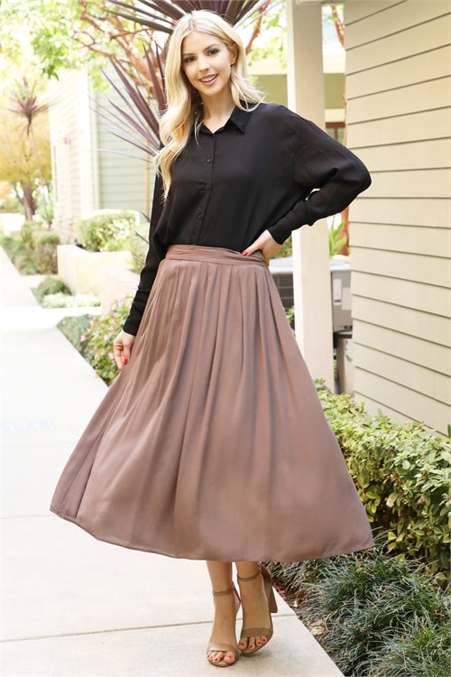 Mocha Pleated Skirt