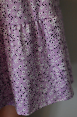 Ladies Lavender Floral Tiered Comfy Dress