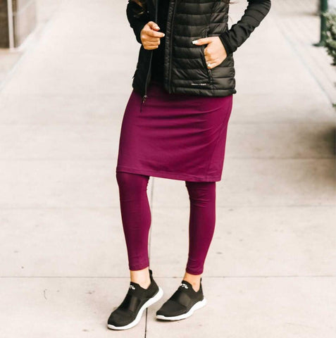 Cranberry Pencil Style Athletic Skirt with Built-in Leggings ATHLESIURE FABRIC