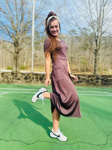 Athletic Dress with Pockets in Brown