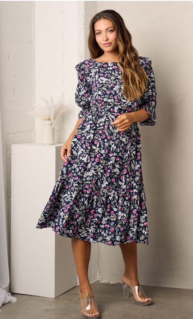 Size Small Floral Ruffle Sleeve Dress