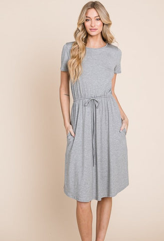 Size Medium Gray Drawstring Comfy Dress
