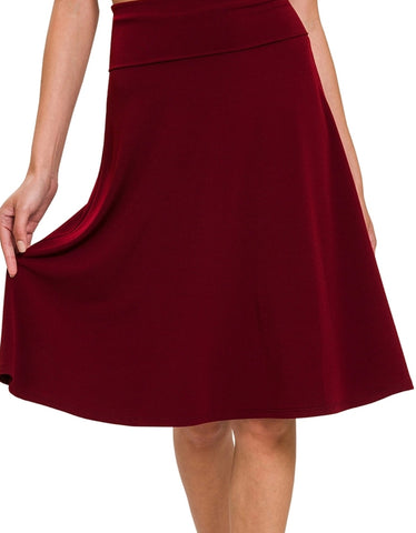 Plus Size Dark Burgundy Fold Over Comfy Skirt