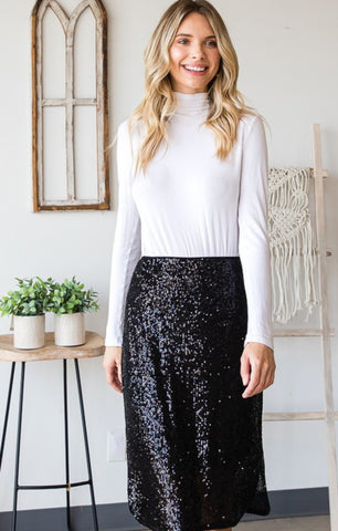 I Love the Way You Sparkle Sequined Skirt in Black