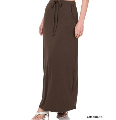 Plus size Americano Maxi Drawstring Skirt