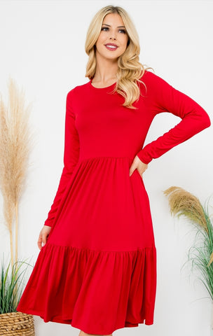 Red Ruffle Comfy Dress