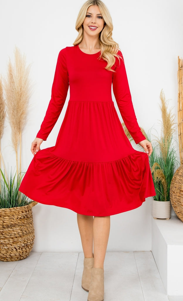 Size Large Red Ruffle Comfy Dress