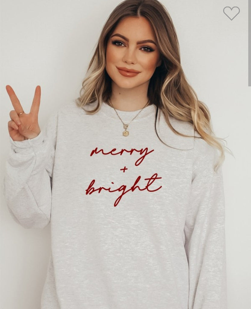 Size XL Gray Merry & Bright Sweatshirt