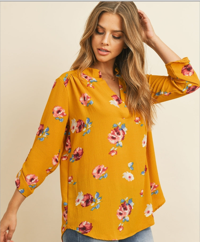 Mustard Floral Blouse