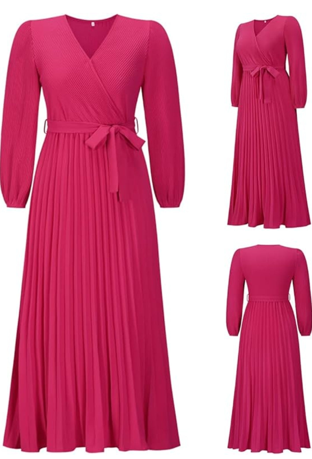 Size Medium Pink Pleated Maxi Dress with Sash