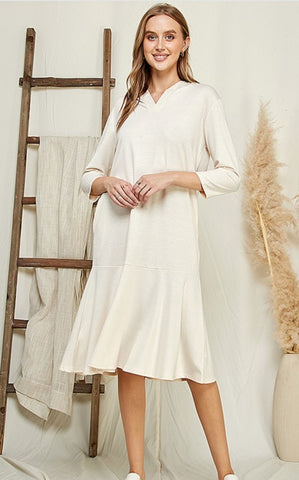Size XL Cream Hoodie Dress with Ruffle