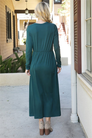 Size Large Hunter Green Comfy Maxi Dress with Pockets