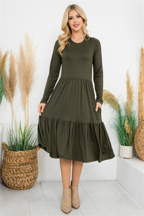 Size Small Olive Ruffle Comfy Dress