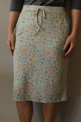 Sage Floral Every Day Loungewear Drawstring Skirt with Built in Shorts