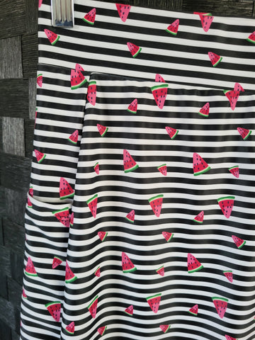 Watermelon Print Side Pocket Style Swim Skirt