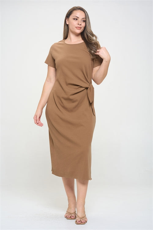Brown Wrap Plus Size Dress