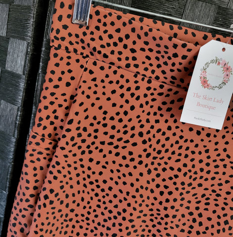 Plus Size Copper Dot Print Side Pocket Style Swim Skirt