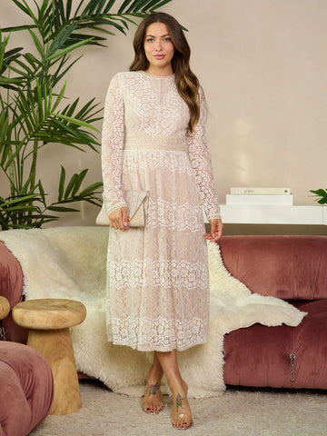 Size Large Lined Lace Dress in Cream