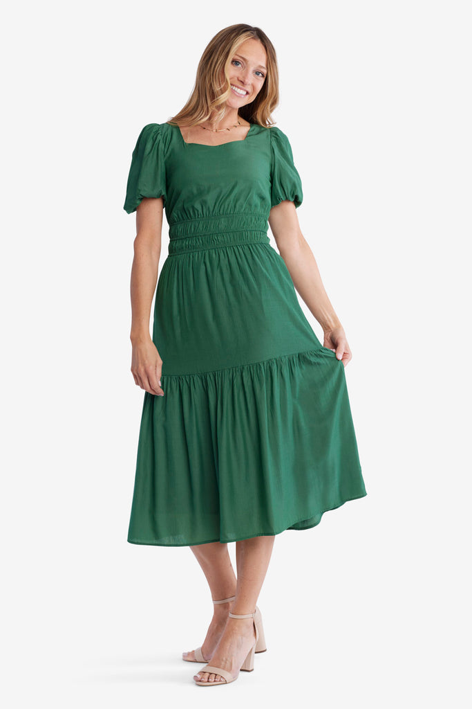 Sweetheart Neckline Piper Dress in Deep Green
