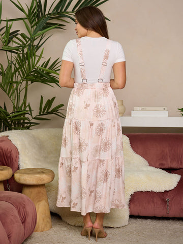 Size Medium Light Pink Floral Overall Dress
