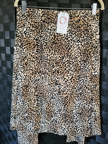 Mocha Leopard Print Side Pocket Style Swim Skirt