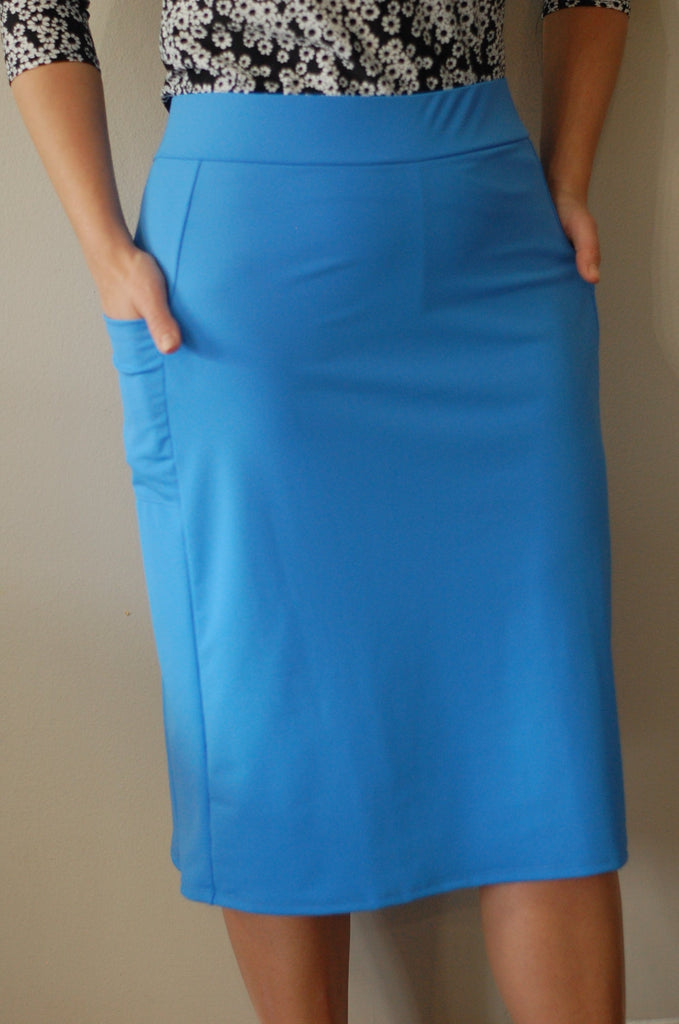 Blue Swim Skirt with Side Pockets