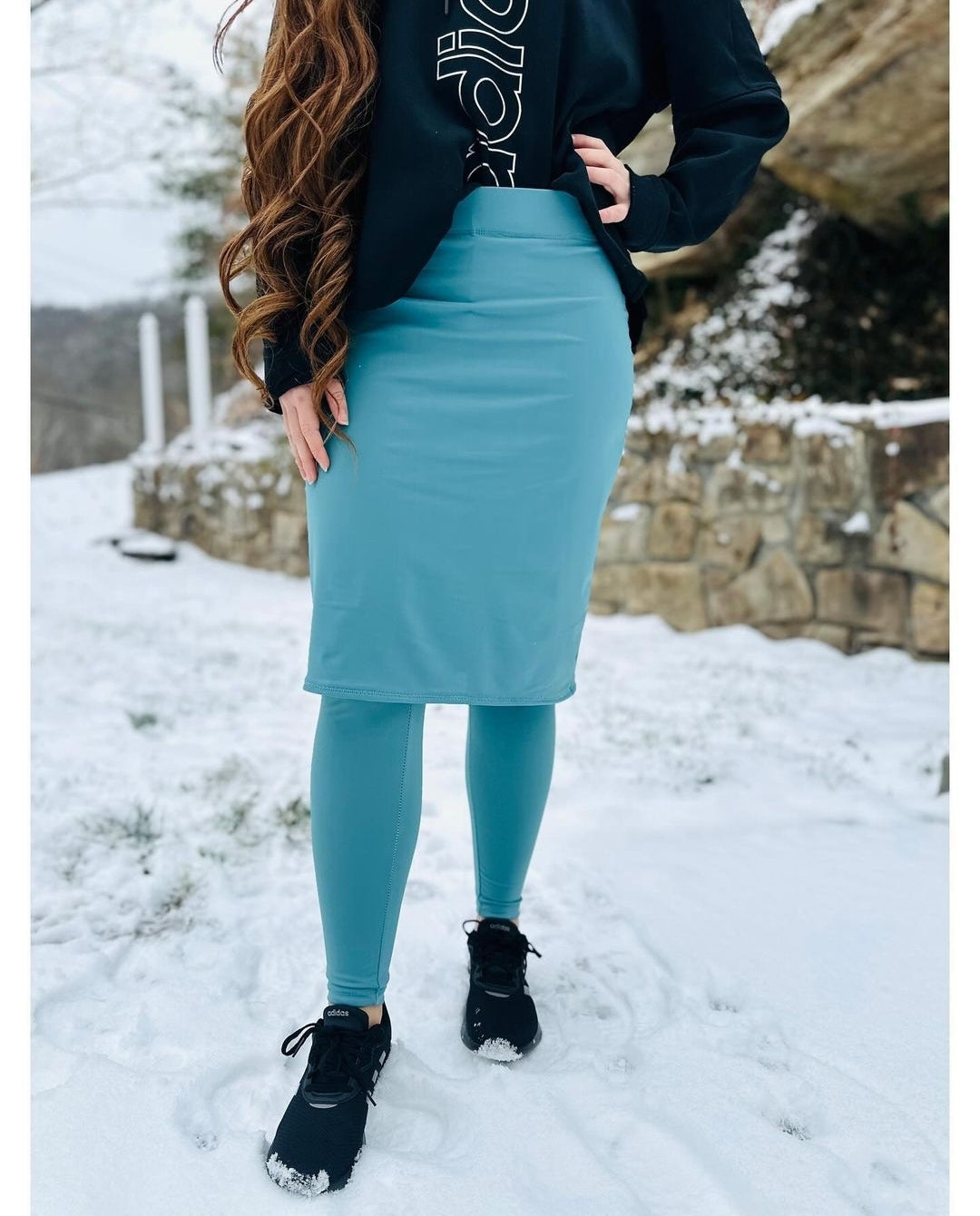 Tiffany Blue Pencil Style Athletic Skirt with Built in Leggings