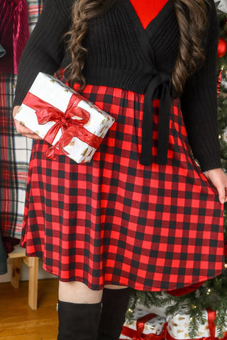 Red Holiday Plaid Comfy Skirts