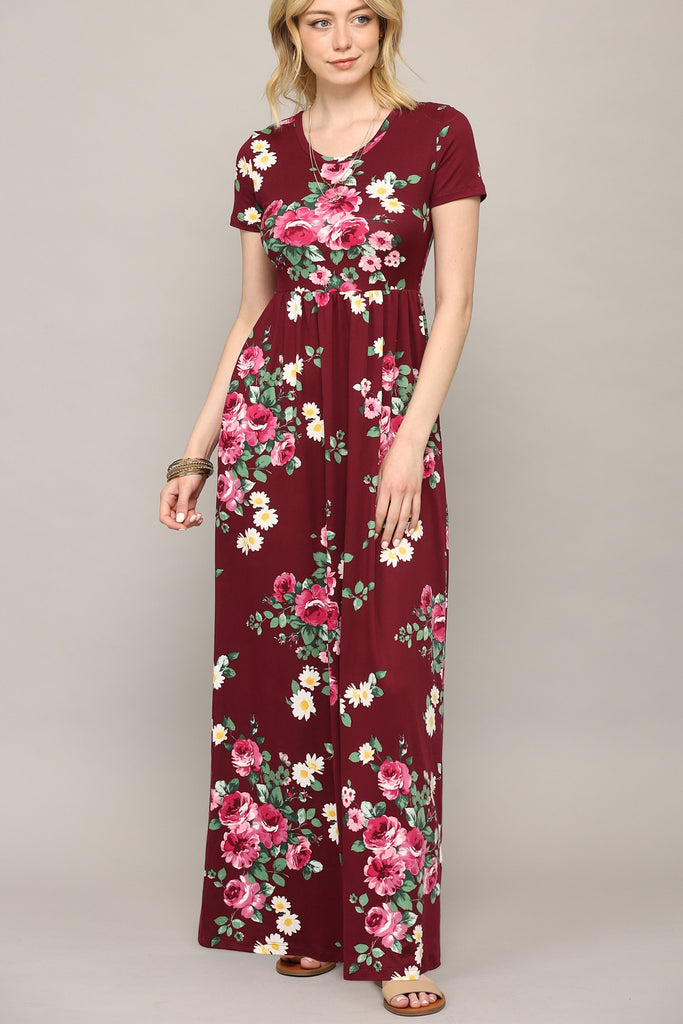 Burgundy Floral Maxi Dress