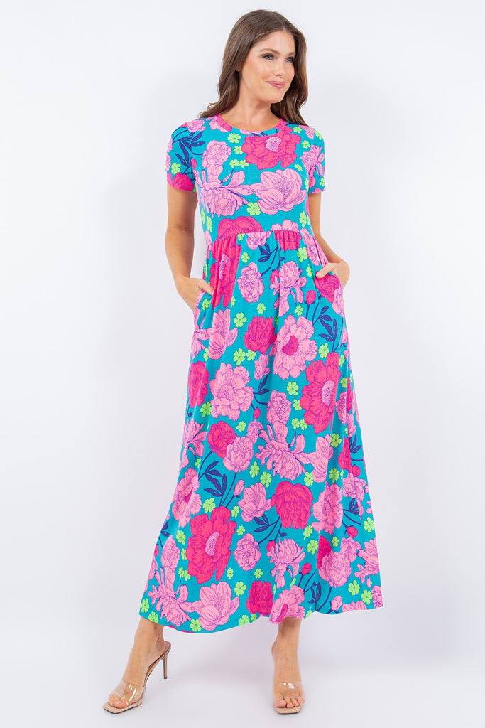 Neon Floral Maxi Dress