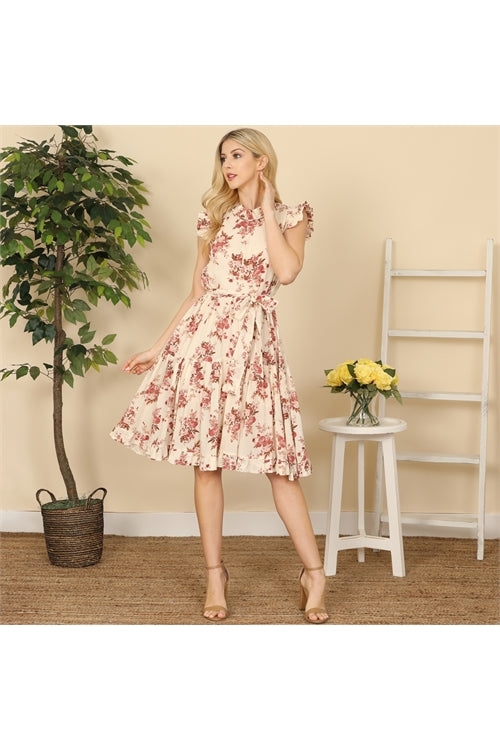 Size Small Cream Floral Dress