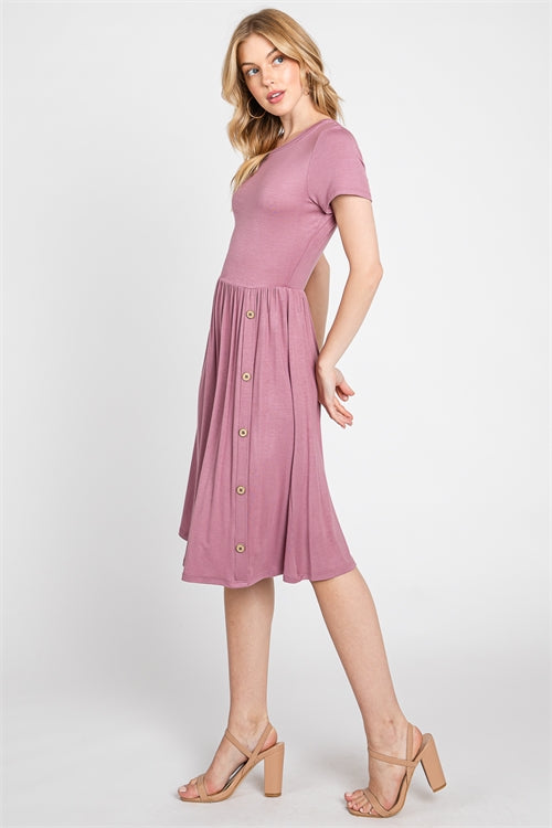 Mauve Dress with Buttons