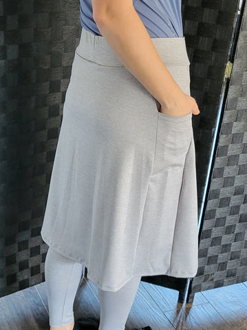 Side Pocket Style Athletic Skirt in Light Space Dye Gray ATHLESIURE FABRIC