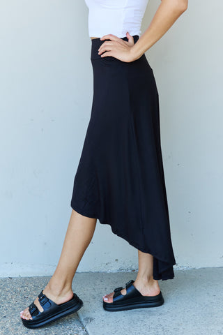 High Waisted Flare Maxi Skirt in Black