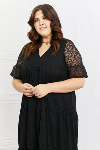 Lace Tiered Dress in Black
