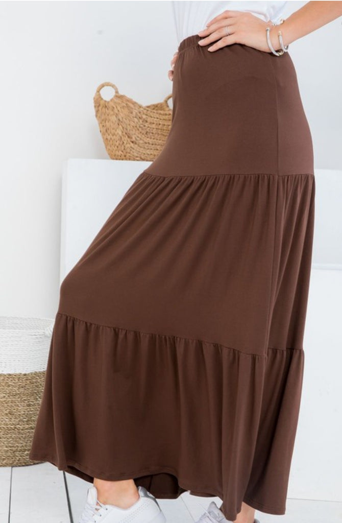 Size Medium Brown Tiered Maxi Skirt