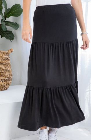 Size 3X Black Tiered Maxi Skirt