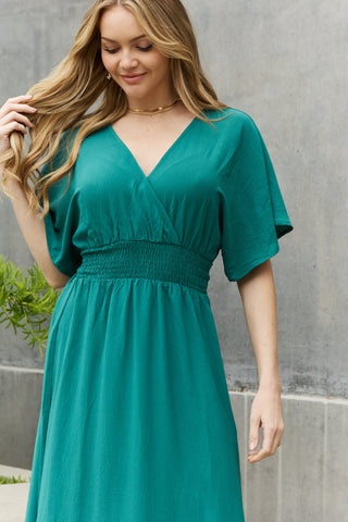 Turquoise Woven Wrap Maxi Dress