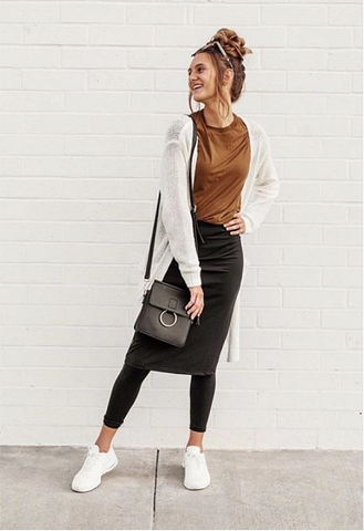 Athletic top skirts midi