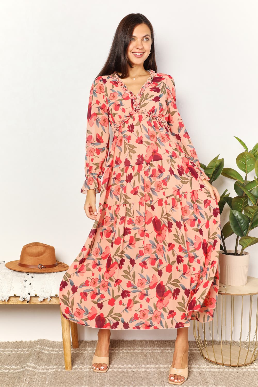 Red Floral Maxi Dress